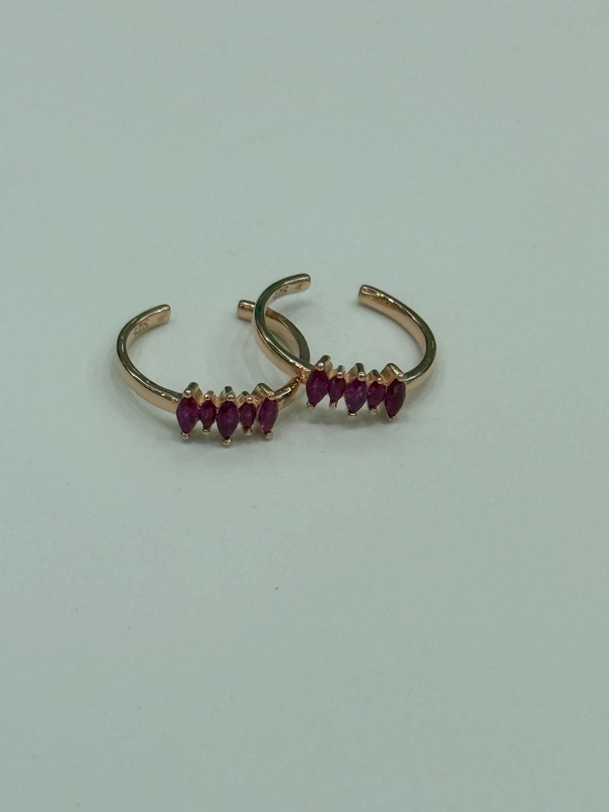 92.5 Silver Rose Gold Marquis Toe Ring 